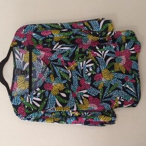 Clara Sunwoo Colorful Blouse 3/4 Bell Sleeve Tropical Slinky Women's Size PXL